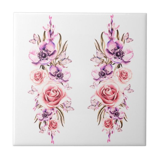  Floral Keramische Tegel Tegeltje (Voorkant)