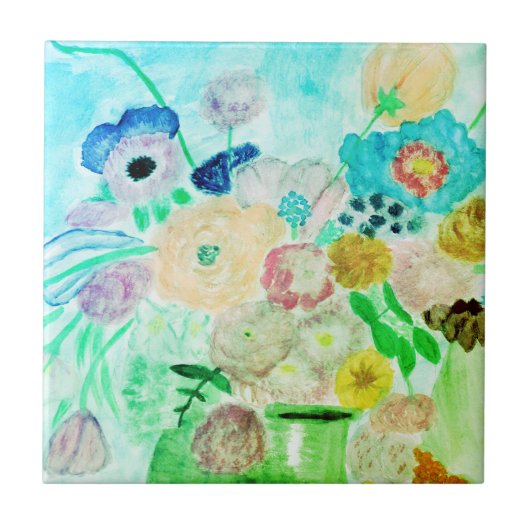 Floral keramische tegels tegeltje (Voorkant)