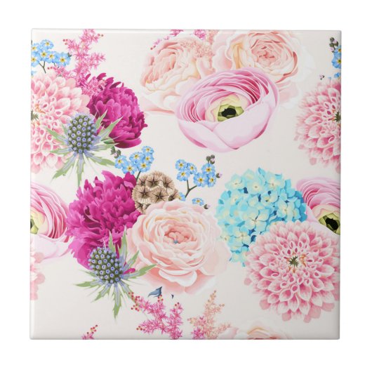 Floral keramische tegels tegeltje (Voorkant)