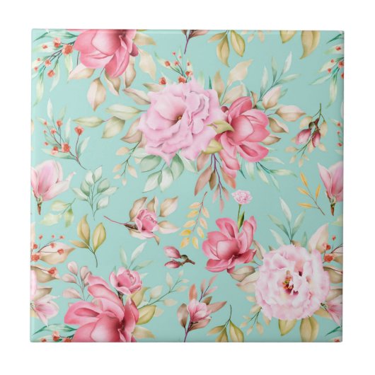 Floral keramische tegels tegeltje (Voorkant)