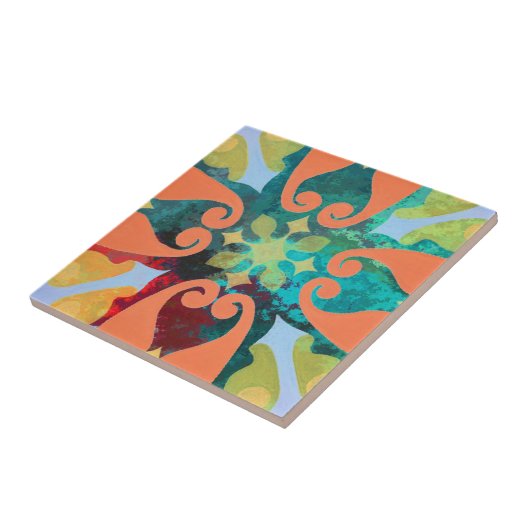 Floral keramische tegels tegeltje (Zijkant)