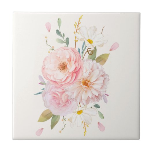 Floral keramische tegels tegeltje (Voorkant)