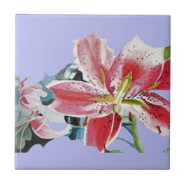 Floral keramische Waterverf met rode Lily Flower Tegeltje