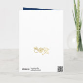 Floral kerstboom | Poinsettia Pine Bough Blue Feestdagen Kaart (Achterkant)