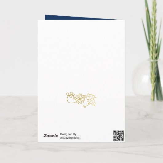 Floral kerstboom | Poinsettia Pine Bough Blue Feestdagen Kaart (Achterkant)