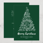 Floral kerstboom |Poinsettia Pine Bough Green Feestdagenkaart (Voorkant / Achterkant)