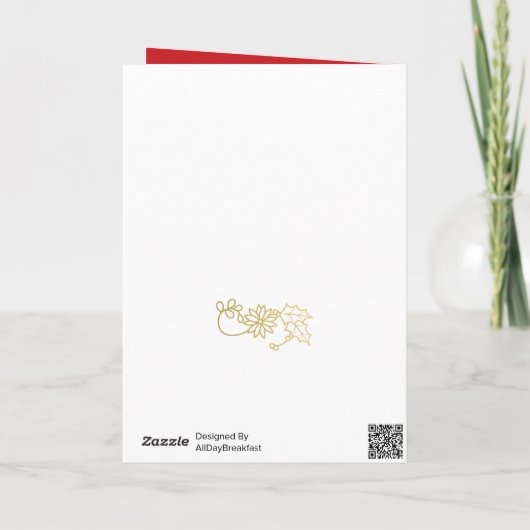 Floral kerstboom | Poinsettia Pine Bough Red Feestdagen Kaart (Achterkant)