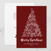 Floral kerstboom | Poinsettia Pine Bough Red Feestdagenkaart (Voorkant / Achterkant)