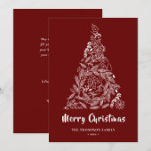 Floral kerstboom | Poinsettia Pine Bough Red Feestdagenkaart (Voorkant / Achterkant)