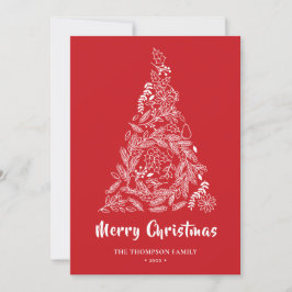 Floral kerstboom | Poinsettia Pine Bough Red Feestdagenkaart