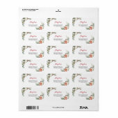Floral kerstbruiloft Modern Address Label (Full Sheet)