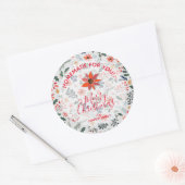 Floral kerstcadeau voor feestdagen ronde sticker (Envelop)