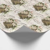 Floral-kerstcadeaupapier voor muziek op vel cadeaupapier (Hoek)