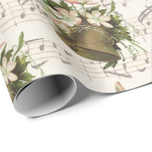 Floral-kerstcadeaupapier voor muziek op vel