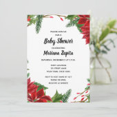 Floral-kerstfeest Baby shower uitnodiging (Staand voorkant)