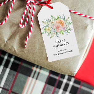 Floral Kerstfeest Bouquet Cadeaulabel