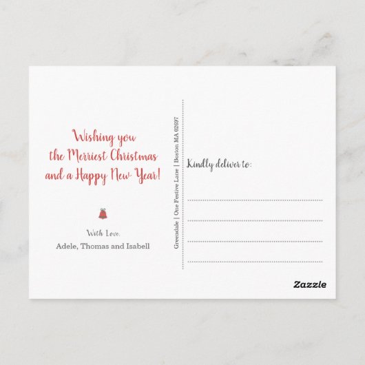 Floral Kerstfeestay Pattern Foto Briefkaart (Achterkant)