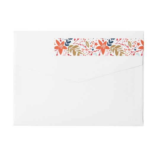 Floral kerstfeestdag  Adres label (Achterkant)