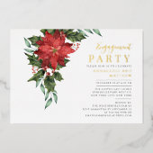 Floral kerstfeestdag feestdag Gold Folie Uitnodiging (Voorkant)