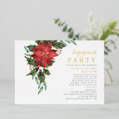 Floral kerstfeestdag feestdag Gold Folie Uitnodiging (Staand Voorkant)