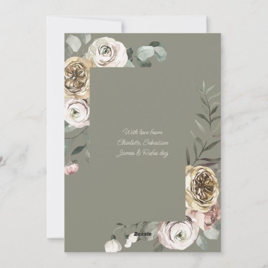 Floral Kerstfeestdag Foto gepersonaliseerd Feestdagenkaart (Achterkant)