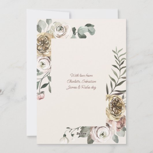 Floral Kerstfeestdag Foto gepersonaliseerd Feestdagenkaart (Achterkant)