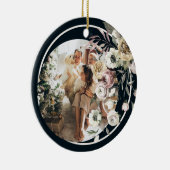 Floral Kerstfeestdag Foto gepersonaliseerd Keramisch Ornament (Rechts)