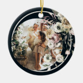 Floral Kerstfeestdag Foto gepersonaliseerd Keramisch Ornament (Voorkant)
