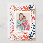 Floral kerstfeestdag  fotokaart feestdagenkaart (Voorkant)