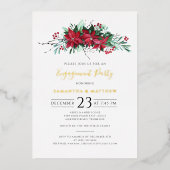 Floral kerstfeestelijk goud folie uitnodiging (Voorkant)