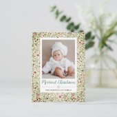 Floral kerstfeestelijke foto Foto Briefkaart (Staand voorkant)