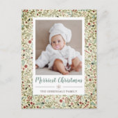 Floral kerstfeestelijke foto Foto Briefkaart (Voorkant)