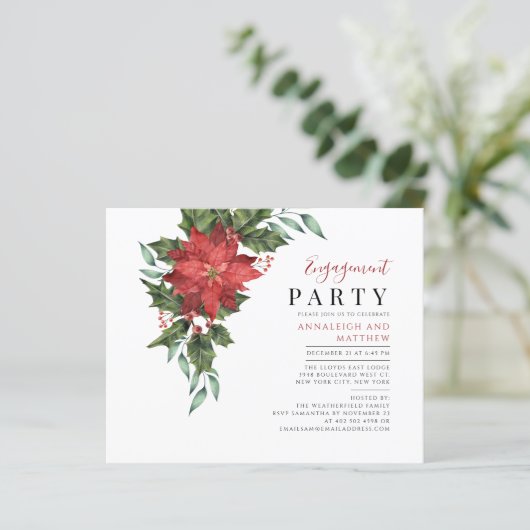 Floral kerstfeestelijke uitnodiging (Staand voorkant)