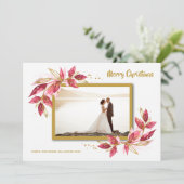 Floral kerstfoto feestdagenkaart (Staand voorkant)