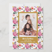 Floral kerstfoto feestdagenkaart (Voorkant)