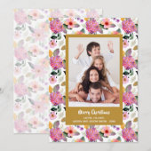 Floral kerstfoto feestdagenkaart (Voorkant / Achterkant)