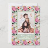 Floral kerstfoto feestdagenkaart (Voorkant)