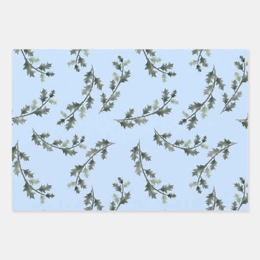 Floral kerstgroet mistletoe en dennenwortel inpakpapier vel (Voorkant 3)