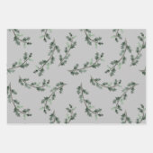 Floral kerstgroet mistletoe en dennenwortel inpakpapier vel (Voorkant)