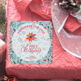 Floral-kersthomemade Food Holiday Baking Vierkante Sticker