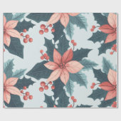 Floral kerstinpakpapier cadeaupapier (Vlak)