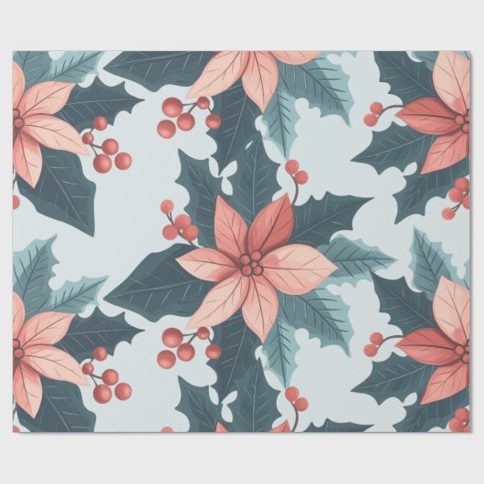 Floral kerstinpakpapier cadeaupapier (Vlak)