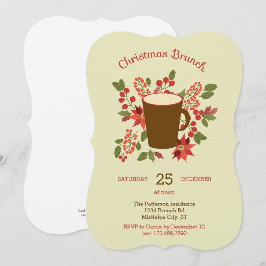 Floral Kerstmis Brunch Uitnodiging (Voorkant / Achterkant)