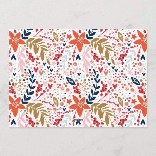 Floral Kerstmis  feestdag Kaart (Achterkant)