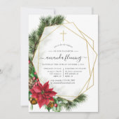 Floral Kerstmis Geometric Baptism of Christening Kaart (Voorkant)