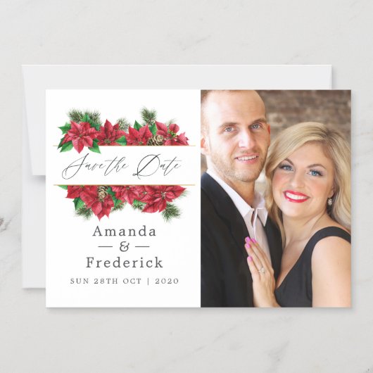 Floral Kerstmis Geometric Wedding Save the Date Magnetische Uitnodiging (Voorkant)