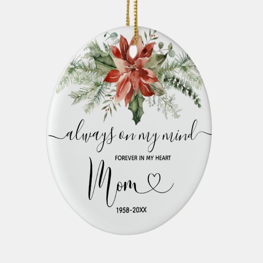 Floral Kerstmis in liefdevol geheugen van moeder Keramisch Ornament (Rechts)