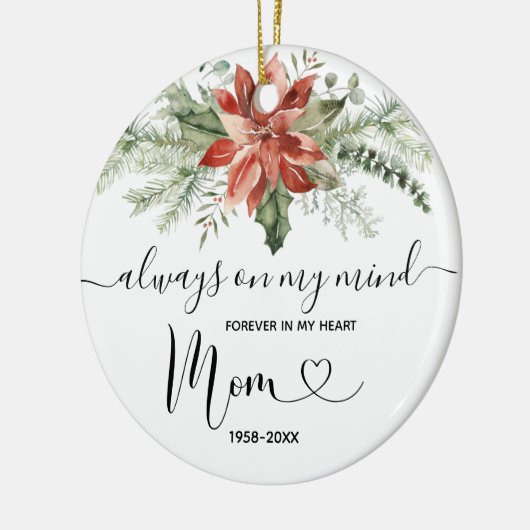 Floral Kerstmis in liefdevol geheugen van moeder Keramisch Ornament (Links)