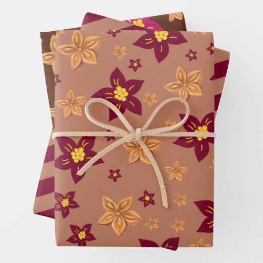 Floral Kerstmis Inpakpapier Vel (In situ)