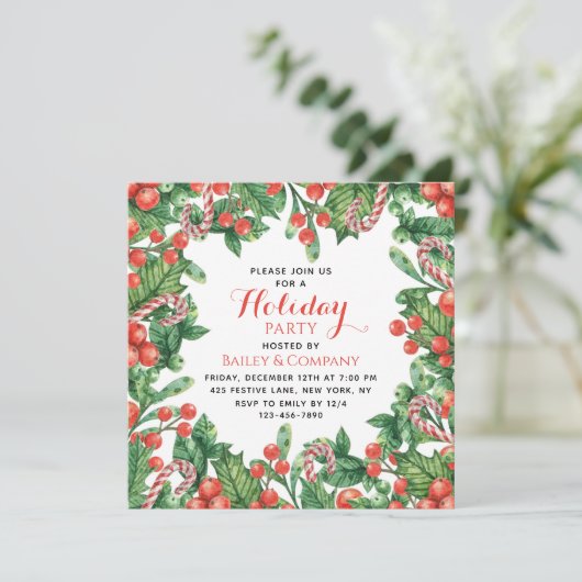 Floral kerstmis op feestdag kaart (Staand voorkant)